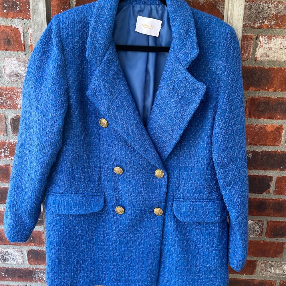 Women's Blue Double-Breasted Coat